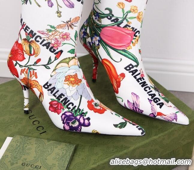 Luxury Gucci x Balenciaga Flora Knife Over-Knee High Boots White/Multicolor 122361