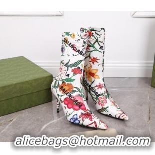 Top Grade Gucci x Balenciaga Flora Knife Ankle Boots White/Multicolor 122363