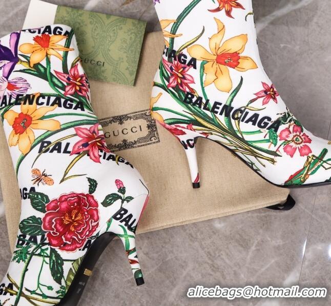 Top Grade Gucci x Balenciaga Flora Knife Ankle Boots White/Multicolor 122363