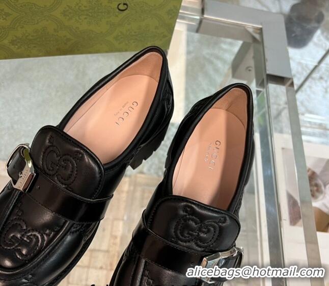 Purchase Gucci GG Matelasse Leather Loafers with Buckle Black 122364 