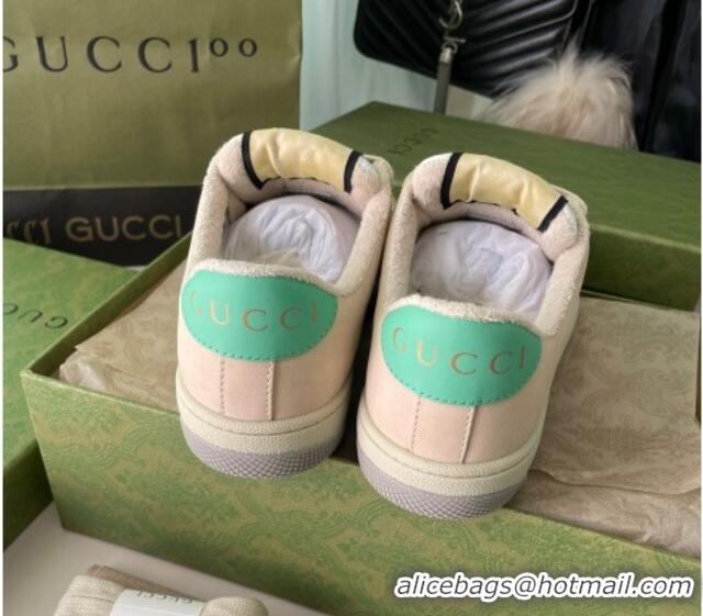 Good Product Gucci Screener Sneaker with Multicolour Crystals in Beige Fabric 122374