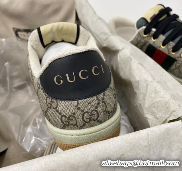 Good Quality Gucci Men's Screener Sneaker in Beige GG Canvas 122380