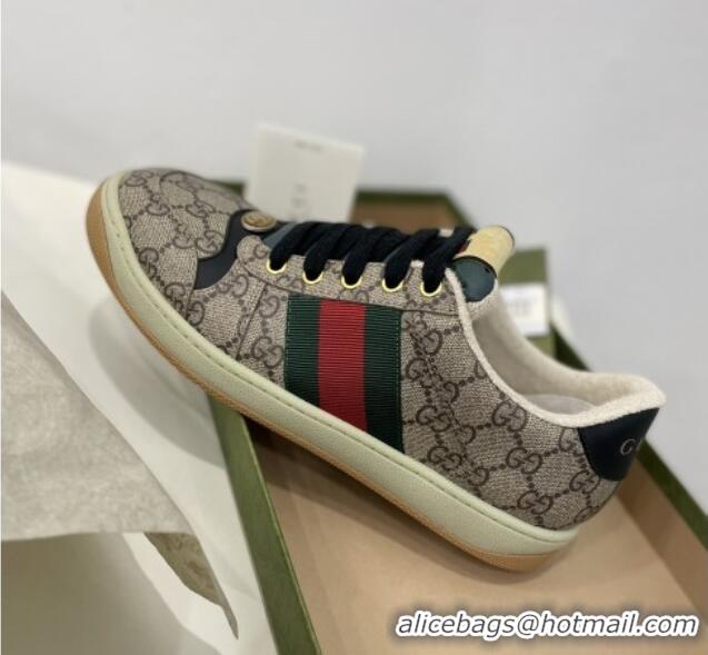 Good Quality Gucci Men's Screener Sneaker in Beige GG Canvas 122380