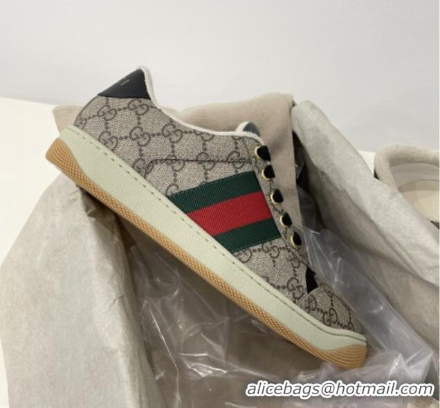 Good Quality Gucci Men's Screener Sneaker in Beige GG Canvas 122380