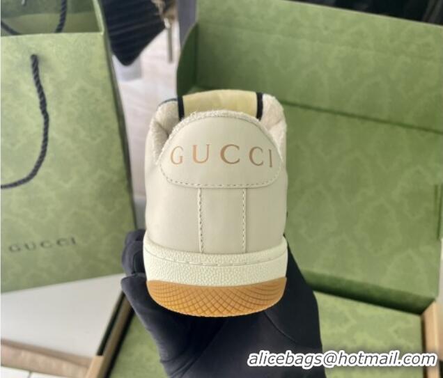 Luxury Gucci Screener Sneaker in Blue GG Denim and White Leather 122381