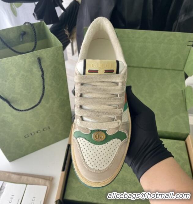 Stylish Gucci Screener Sneaker in Perforated Leather Green 122384