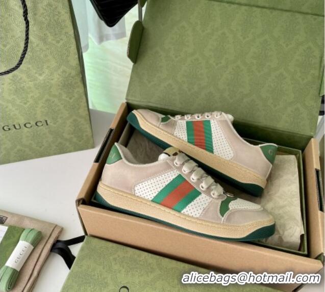 Stylish Gucci Screener Sneaker in Perforated Leather Green 122384