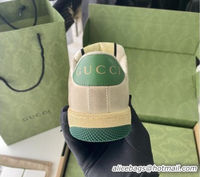 Stylish Gucci Screener Sneaker in Perforated Leather Green 122384