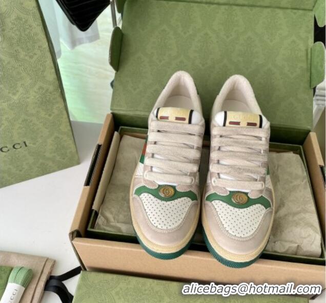 Stylish Gucci Screener Sneaker in Perforated Leather Green 122384