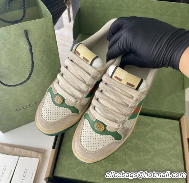 Stylish Gucci Screener Sneaker in Perforated Leather Green 122384