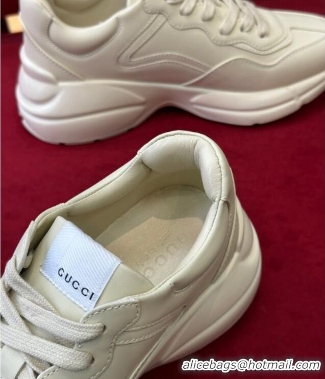 Grade Quality Gucci Rhyton Leather Sneakers White/Pink 2023 Year of the Rabbit 012972