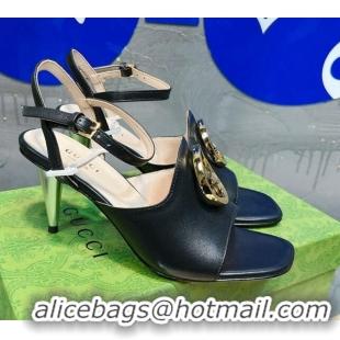 Most Popular Gucci Blondie Leather Heeled Sandals with Interlocking G 7.5cm Black 013013