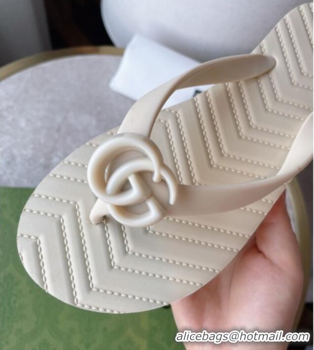 Comfortable Gucci Rubber Flat Thong Sandals Beige 201061