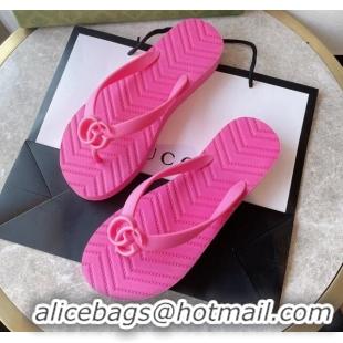 Classic Hot Gucci Rubber Flat Thong Sandals Rosy 201058