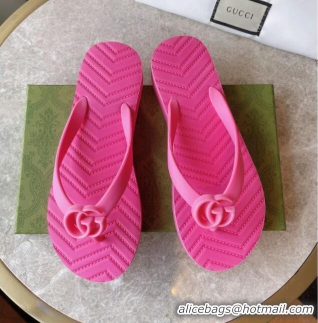 Classic Hot Gucci Rubber Flat Thong Sandals Rosy 201058