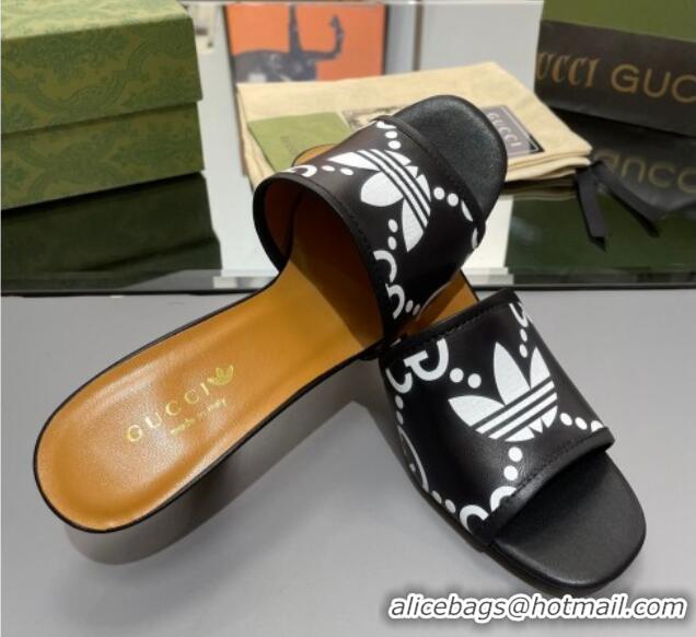 Unique Style adidas x Gucci Leather Slide Sandals 7.5cm Black 722445