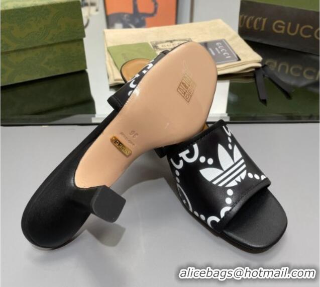 Unique Style adidas x Gucci Leather Slide Sandals 7.5cm Black 722445