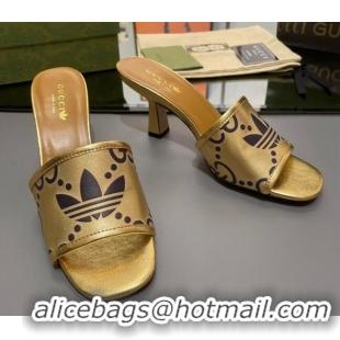 Popular Style adidas x Gucci Leather Slide Sandals 7.5cm Gold 020829