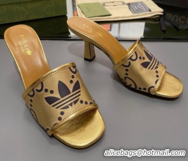 Popular Style adidas x Gucci Leather Slide Sandals 7.5cm Gold 020829