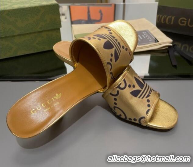 Popular Style adidas x Gucci Leather Slide Sandals 7.5cm Gold 020829