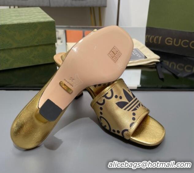 Popular Style adidas x Gucci Leather Slide Sandals 7.5cm Gold 020829