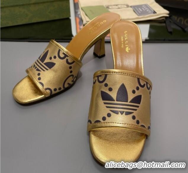 Popular Style adidas x Gucci Leather Slide Sandals 7.5cm Gold 020829