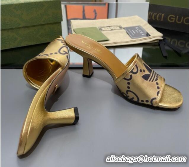 Popular Style adidas x Gucci Leather Slide Sandals 7.5cm Gold 020829