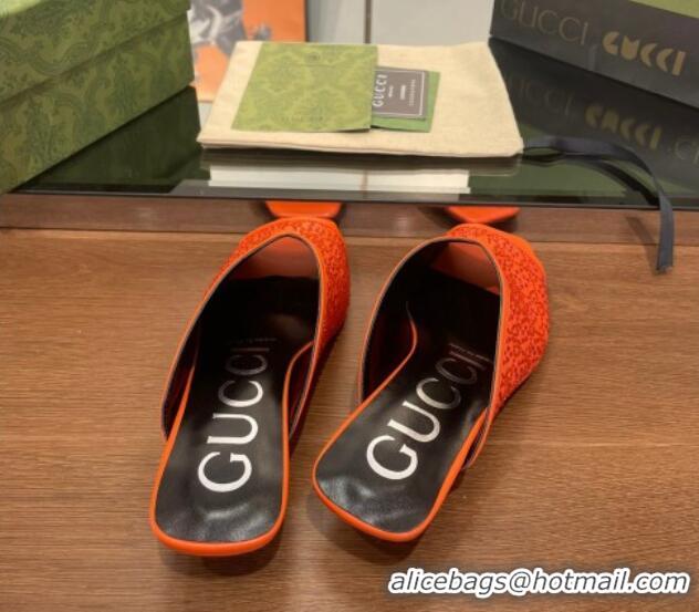 Most Popular Gucci Fabric Heel Slide Sandals with Crystal GG 3.5cm Orange 020832