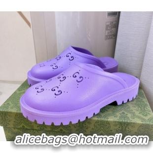 Purchase Gucci Perforated GG Rubber Mules 2cm Purple 020843