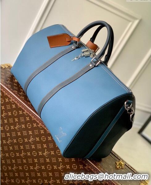 Super Quality Louis Vuitton Men's Keepall Bandoulière 50 Travel Bag M21377 Denim Blue 2022