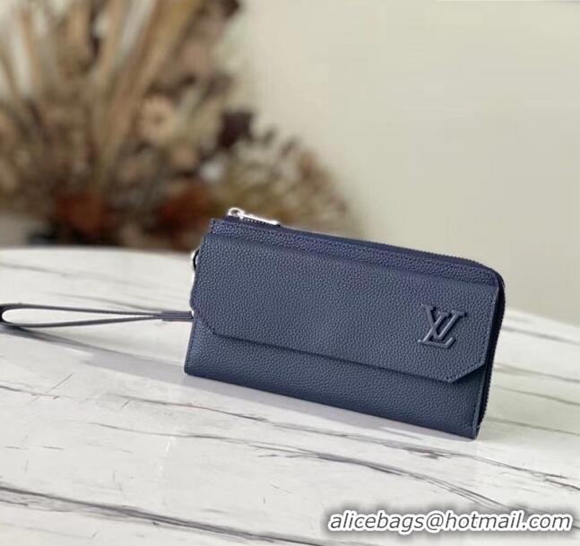 Trendy Design Louis Vuitton Men's New Long Wallet in Grained Leather M69831 Blue 2022