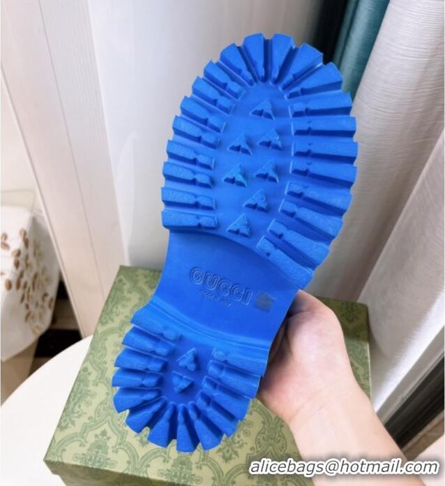 Unique Style Gucci Perforated GG Rubber Platform Mules 5.5cm Blue 020853