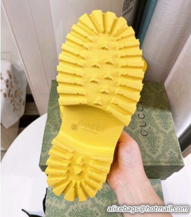 Best Product Gucci Perforated GG Rubber Platform Mules 5.5cm Yellow 020854