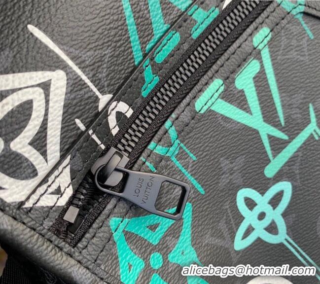 Promotional Louis Vuitton Men's Archy Messenger MM Bag in LV Graffiti Green Monogram Eclipse Canvas M21394 2022