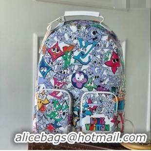 Top Design Louis Vuitton Multipocket Backpack Bag in Graffiti Canvas M21846 White/Multicolor 2022