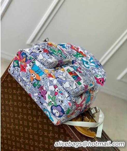 Top Design Louis Vuitton Multipocket Backpack Bag in Graffiti Canvas M21846 White/Multicolor 2022