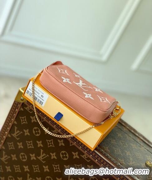 Promotional Louis Vuitton Gradient Monogram Leather Mini Pochette Accessoires Chain Pouch M80501 Pink 2022