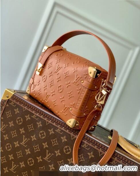 Top Quality Louis Vuitton Side Trunk PM Bag in Monogram Debossed Leather M21709 Brown 2022