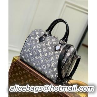 Buy Luxury Louis Vuitton Speedy Bandouliere 25 Bag in Grey Washed Denim Textile Jacquard M21464 2022