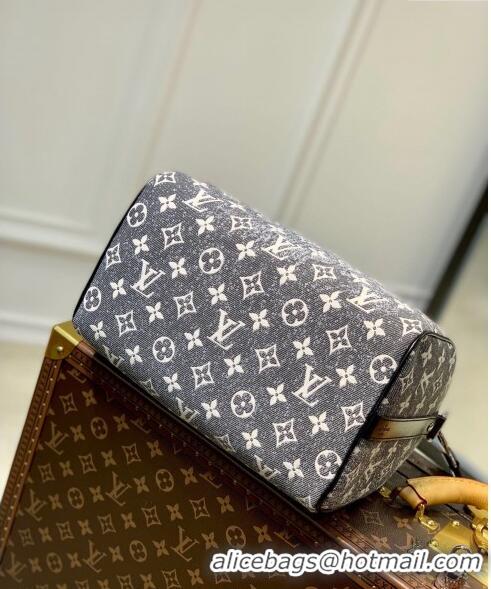 Buy Luxury Louis Vuitton Speedy Bandouliere 25 Bag in Grey Washed Denim Textile Jacquard M21464 2022