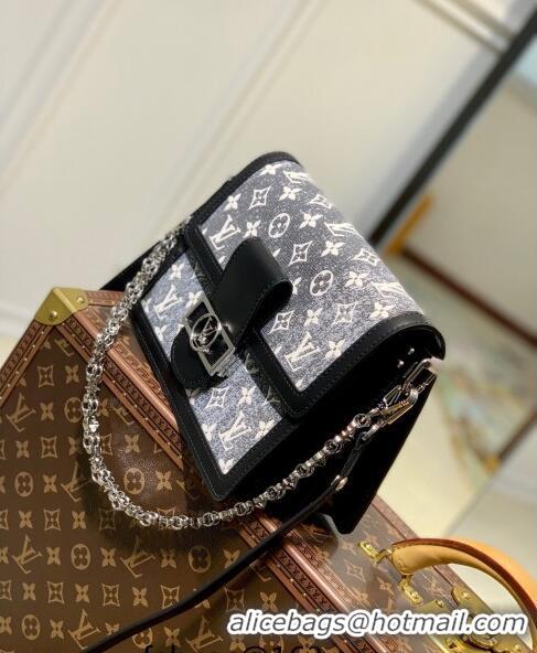 Buy Fashionable Louis Vuitton Dauphine MM in Grey Washed Denim Textile Jacquard M21458 2022