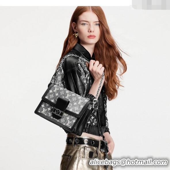 Buy Fashionable Louis Vuitton Dauphine MM in Grey Washed Denim Textile Jacquard M21458 2022