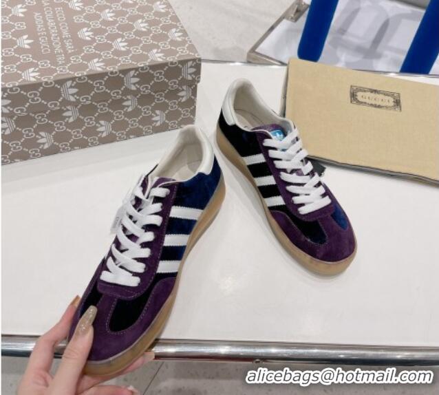 Good Looking Gucci x Adidas Gazelle Suede and Velvet Sneakers Purple 021356