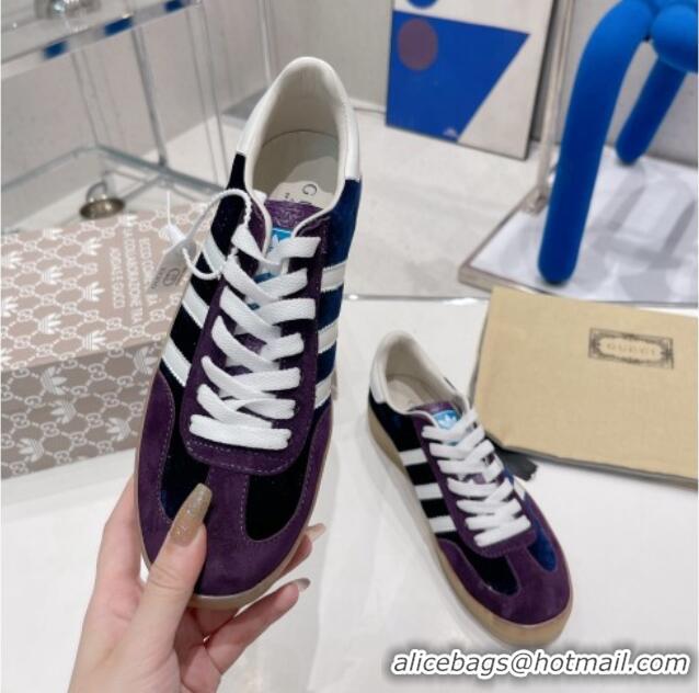 Good Looking Gucci x Adidas Gazelle Suede and Velvet Sneakers Purple 021356