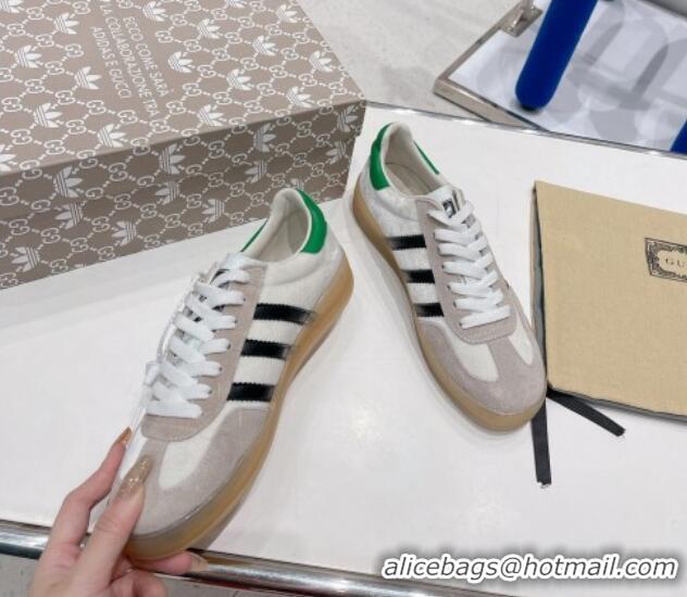 Sumptuous Gucci x Adidas Gazelle Suede and Velvet Sneakers White/Grey 021359