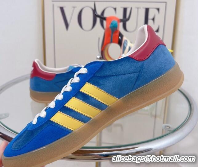 Pretty Style Gucci x Adidas Gazelle Suede and Velvet Sneakers Blue 021361