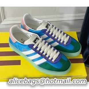 Low Cost Gucci x Adidas Gazelle Silk Sneakers Light Blue/Green 021362