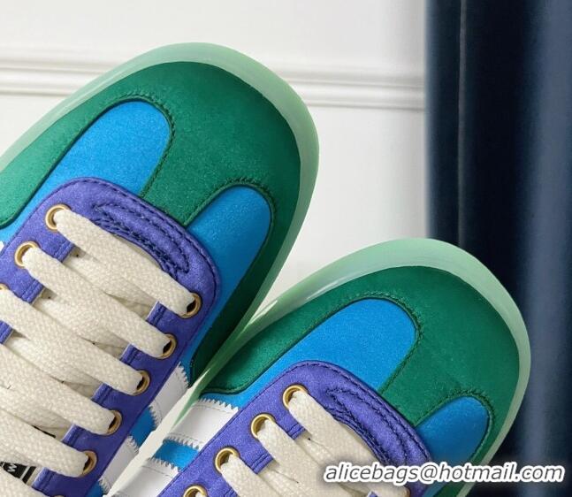 Low Cost Gucci x Adidas Gazelle Silk Sneakers Light Blue/Green 021362