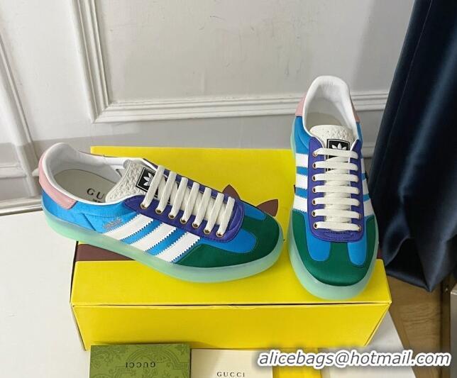 Low Cost Gucci x Adidas Gazelle Silk Sneakers Light Blue/Green 021362