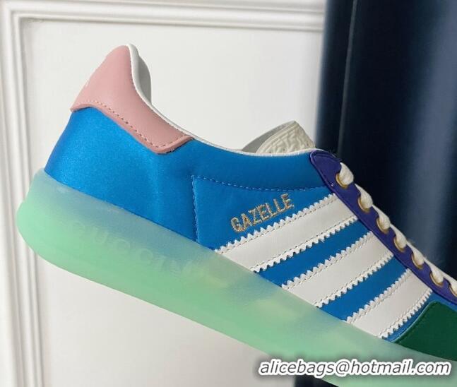 Low Cost Gucci x Adidas Gazelle Silk Sneakers Light Blue/Green 021362